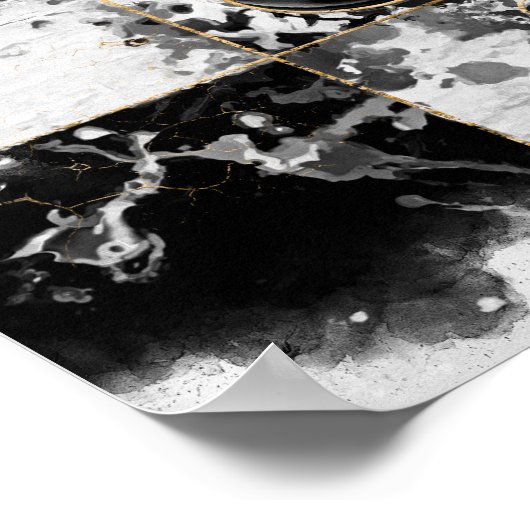 Kaas abstracte Waterverf en goud Poster (Hoek)