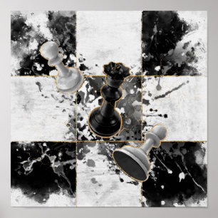 Kaas abstracte Waterverf en goud Poster