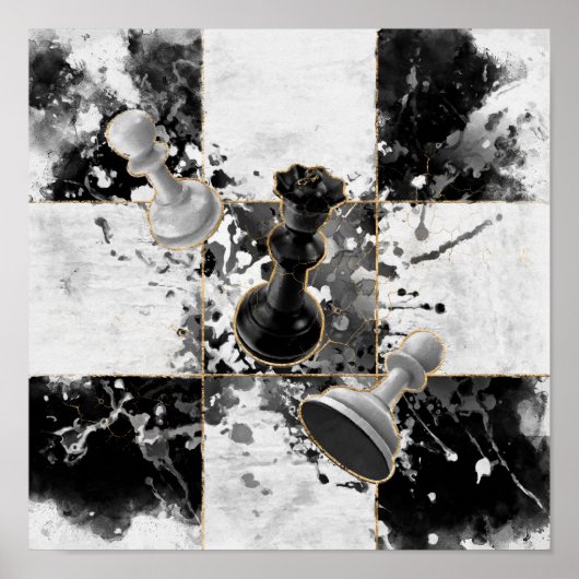 Kaas abstracte Waterverf en goud Poster (Voorkant)