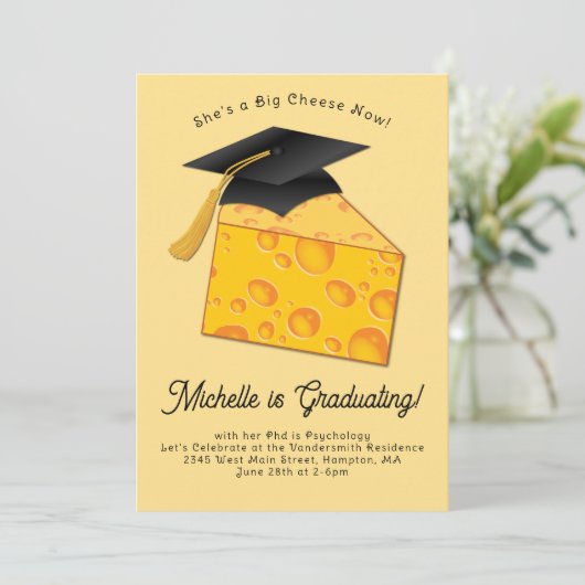 Kaas Afstudeerfeestje Kaasachtig Grappig Belacheli Kaart (Staand voorkant)
