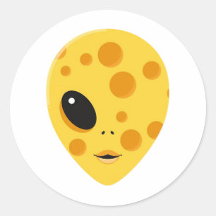 Kaas Alien – Grappige Zuivel Kunst Ronde Sticker