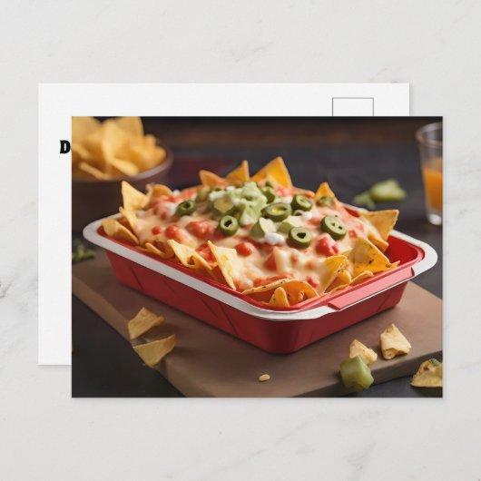 Kaas bedekt Nacho's in container Briefkaart (Voorkant / Achterkant)