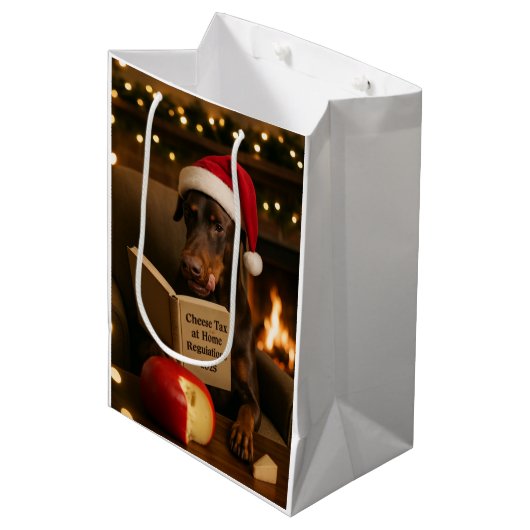 Kaas Belasting Kerstcadeau tas - Doberman Medium Cadeauzakje (Voorkant Gekanteld)
