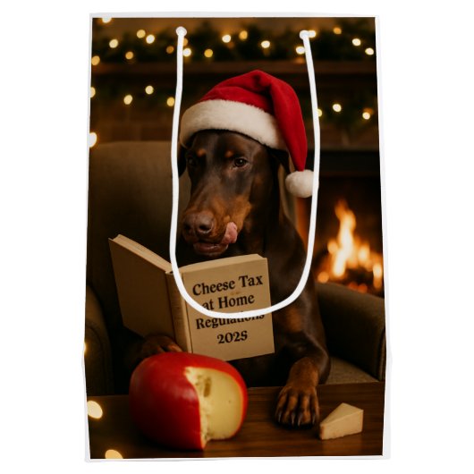 Kaas Belasting Kerstcadeau tas - Doberman Medium Cadeauzakje (Achterkant)