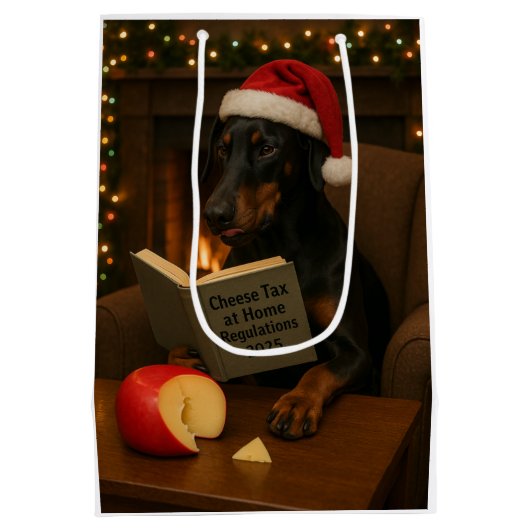 Kaas Belasting Kerstcadeau tas - Doberman Medium Cadeauzakje (Achterkant)