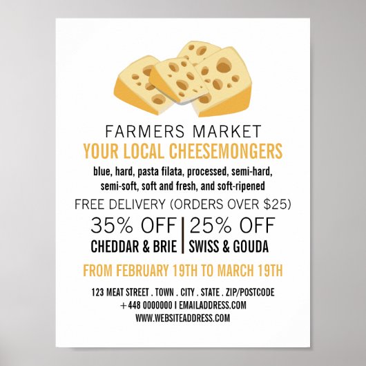 Kaas Blokken, Cheesemonger Adverteren Poster (Voorkant)