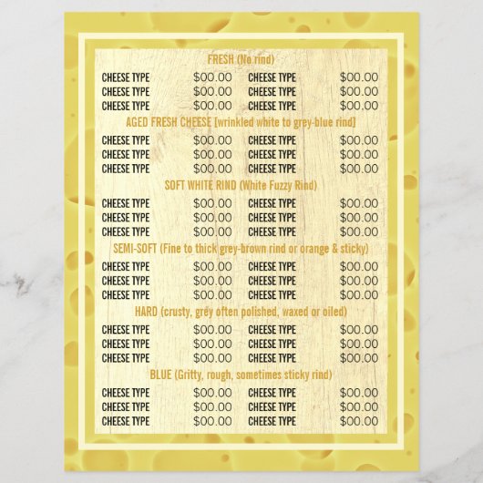 Kaas Board Design, Cheesemonger Adverteren Flyer (Achterkant)