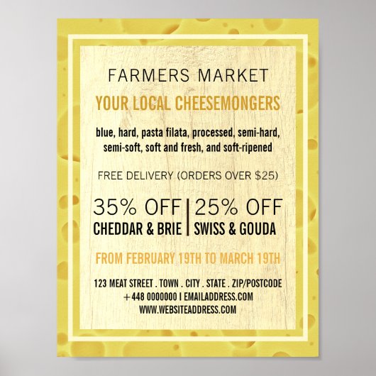 Kaas Board Design, Cheesemonger Adverteren Poster (Voorkant)