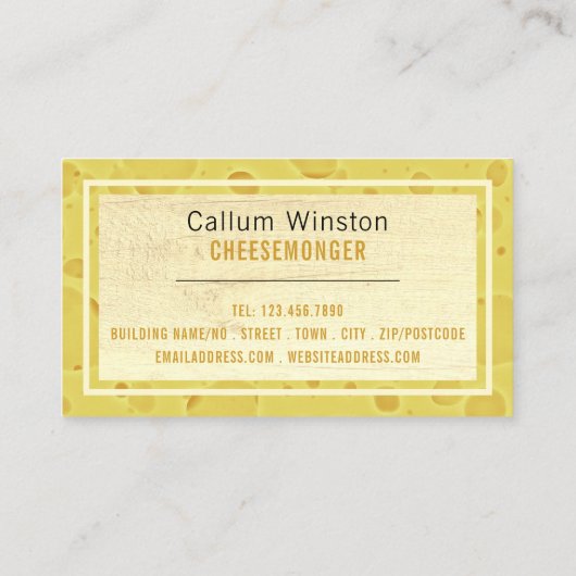 Kaas Board Design, Cheesemonger Visitekaartje (Achterkant)