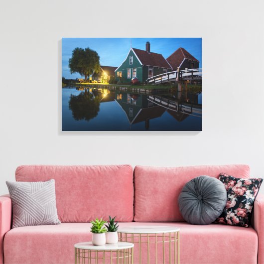 Kaas boerderij bij de schemering in Nederland Canvas Afdruk (Insitu (Woonkamer))