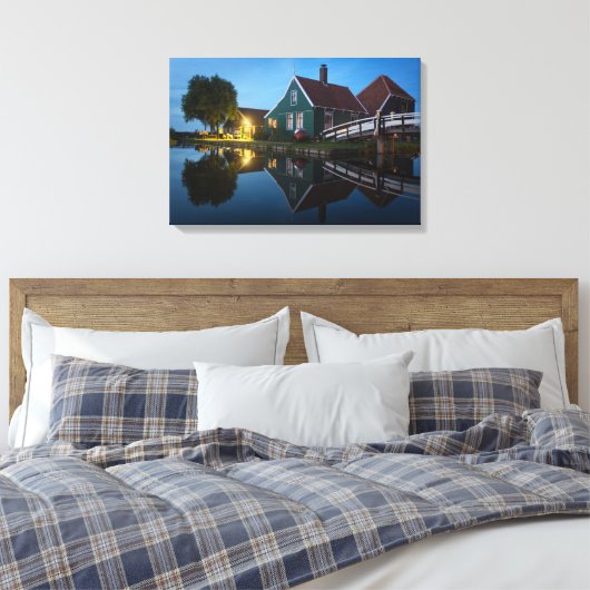 Kaas boerderij bij de schemering in Nederland Canvas Afdruk (Insitu (Slaapkamer))