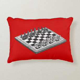 Kaas bord en schaakstukken  kunst accent kussen
