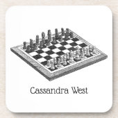 Kaas bord en schaakstukken  kunst bier onderzetter (Voorkant)