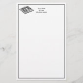 Kaas bord en schaakstukken  kunst briefpapier (Voorkant)