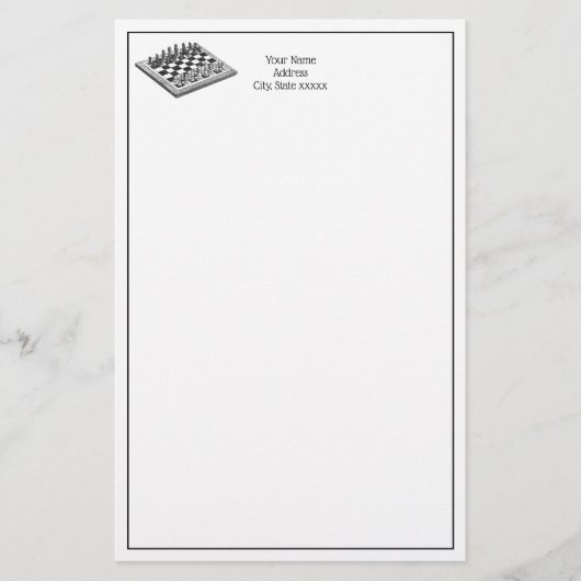 Kaas bord en schaakstukken  kunst briefpapier (Voorkant)