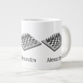 Kaas bord en schaakstukken kunst grote koffiekop (Voorkant rechts)