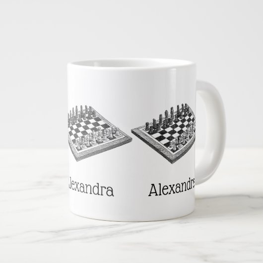 Kaas bord en schaakstukken  kunst grote koffiekop (Voorkant rechts)