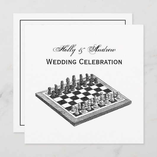 Kaas bord en schaakstukken kunst kaart (Voorkant / Achterkant)