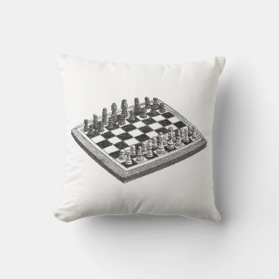 Kaas bord en schaakstukken  kunst kussen