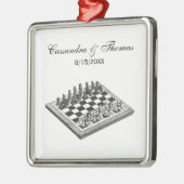 Kaas bord en schaakstukken  kunst metalen ornament (Links)