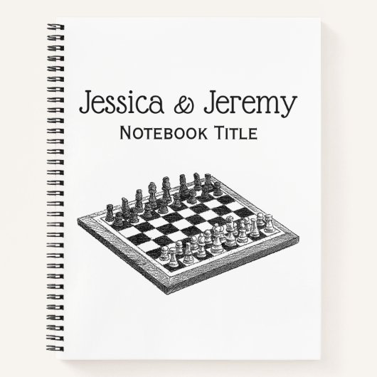 Kaas bord en schaakstukken  kunst notitieboek (Voorkant)