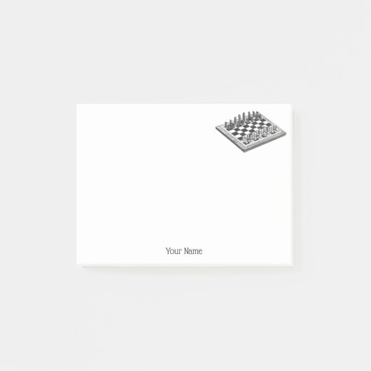 Kaas bord en schaakstukken  kunst post-it® notes (Voorkant)