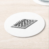 Kaas bord en schaakstukken  kunst ronde kartonnen onderzetter (Gebogen)