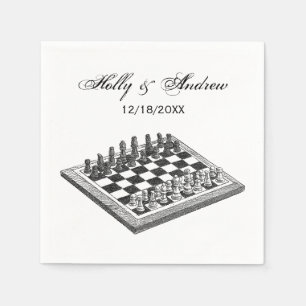 Kaas bord en schaakstukken  kunst servetten