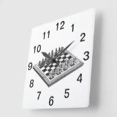 Kaas bord en schaakstukken  kunst vierkante klok (Hoek)