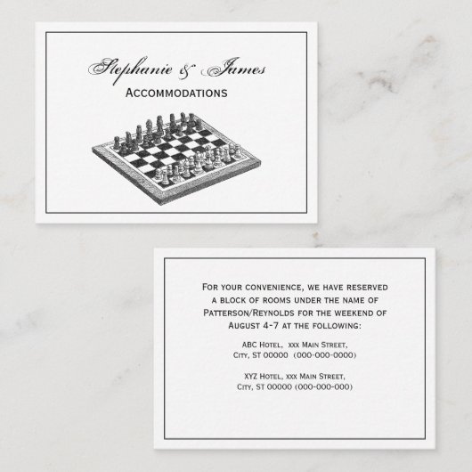 Kaas bord en schaakstukken  kunst visitekaartje (Voorkant / Achterkant)