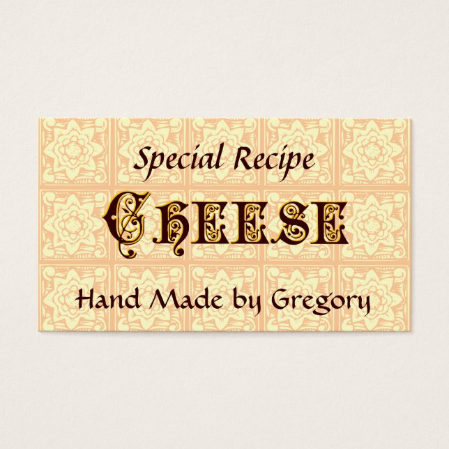Kaas Custom Recept Label  Kunst Visitekaartje (Voorkant)