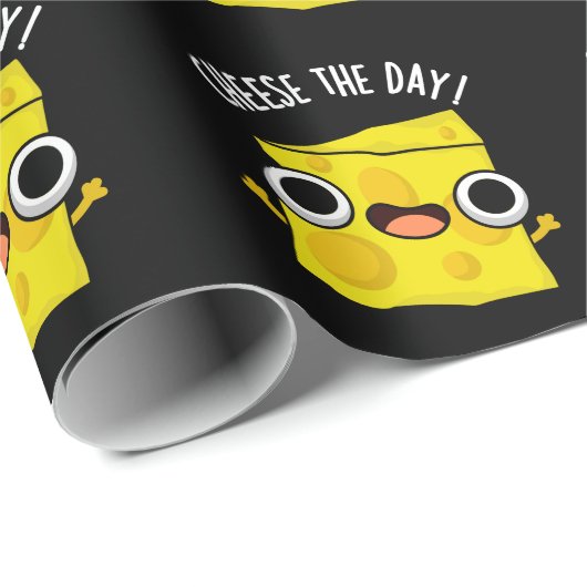 Kaas De Dag Grappig Voedsel Pun Dark BG Cadeaupapier (Rol Hoek)