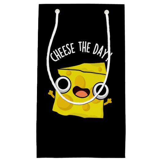 Kaas De Dag Grappig Voedsel Pun Dark BG Klein Cadeauzakje (Voorkant)