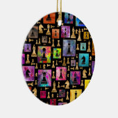 Kaas-deelpatroon - Verf en goud Keramisch Ornament (Rechts)