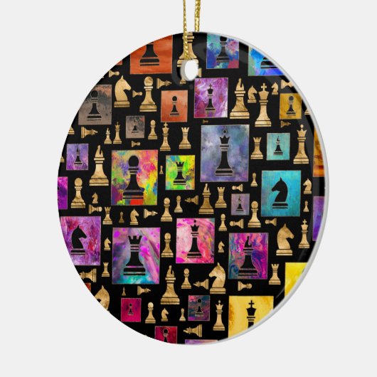 Kaas-deelpatroon - Verf en goud Keramisch Ornament (Links)