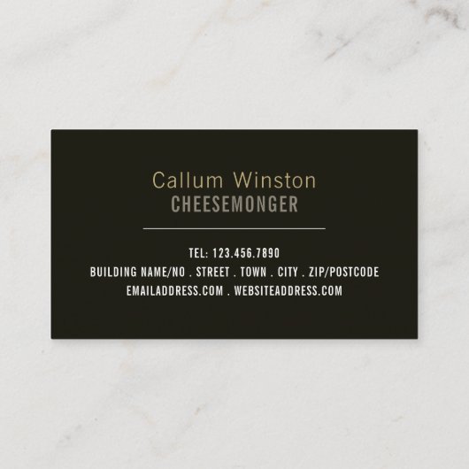 Kaas display, Cheesemonger Visitekaartje (Achterkant)