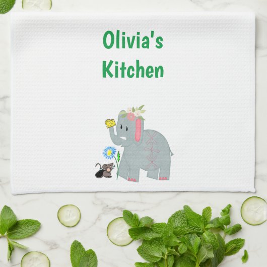 Kaas Elephant Mouse Kitchen Hand Towel Theedoek (Gevouwen)