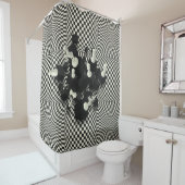 Kaas- en 3D-schaakstukken Douchegordijn (In situ)