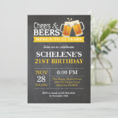 Kaas en bier 21e Birthday Invitation Card Kaart (Staand voorkant)