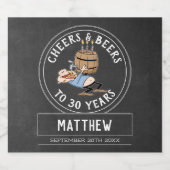 Kaas en bier 30e verjaardag zwart-wit etiket (Enkel label)