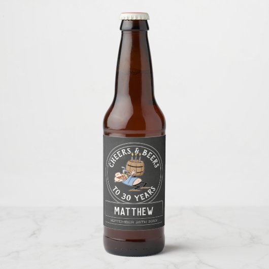 Kaas en bier 30e verjaardag zwart-wit etiket (Voorkant)