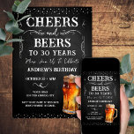 Kaas en bier 30e vogelkalkbord kaart<br><div class="desc">Kaas en bier Birthday Invitations. Eenvoudig aan te passen. Alle tekst kan worden aangepast en kan eenvoudig worden gewijzigd voor uw eigen wensen. Chalkboard- en rustige achtergrondelementen. Fun Chalkboard zwaait en bloeit. Waterverf bier mok. Uitnodigingen voor hem. Band of achtertuin BBQ verjaardagsontwerp. Om het even welke leeftijd, verander enkel de...</div>