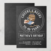 Kaas en bier 40-jarige feestdag zwart-wit kaart (Voorkant / Achterkant)