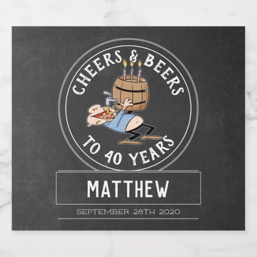 Kaas en bier 40e verjaardag zwart-wit bier etiket (Enkel label)