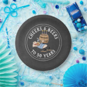 Kaas en bier 50e verjaardag zwart-wit papieren bordje (Feest)