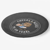 Kaas en bier 50e verjaardag zwart-wit papieren bordje (Gekanteld)