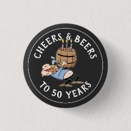 Kaas en bier 50e verjaardag zwart-wit ronde button 3,2 cm