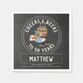 Kaas en bier 50e verjaardag zwart-wit servet (Voorkant)