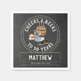 Kaas en bier 50e verjaardag zwart-wit servet