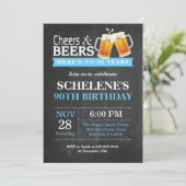 Kaas en bier 90e Birthday Invitation Card Kaart (Staand voorkant)